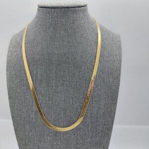 Vintage Herringbone Gold Tone Chain Necklace